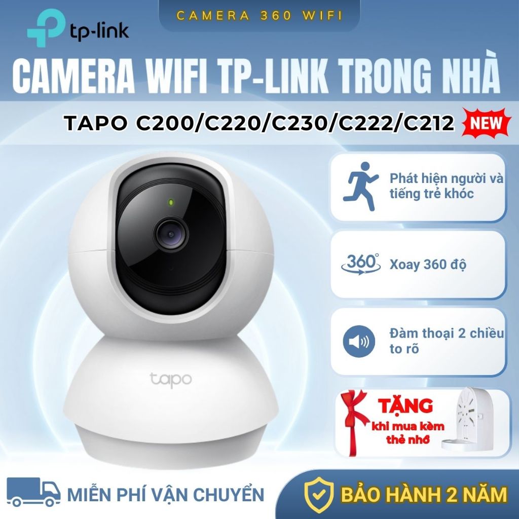 Camera Wifi Trong Nhà Tapo C200/C220/C230/C222/C212, Phát Hiện Tiếng Trẻ Khóc, Theo Dõi Chuyển Động,