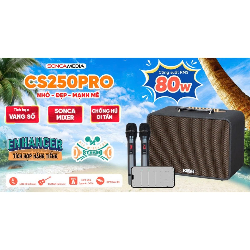 Loa Xách Tay Karaoke ACNOS CS250PRO 400W PMPO Kèm 2 Micro Hàng Chính Hãng 100% Bảo Hành 12 Thán