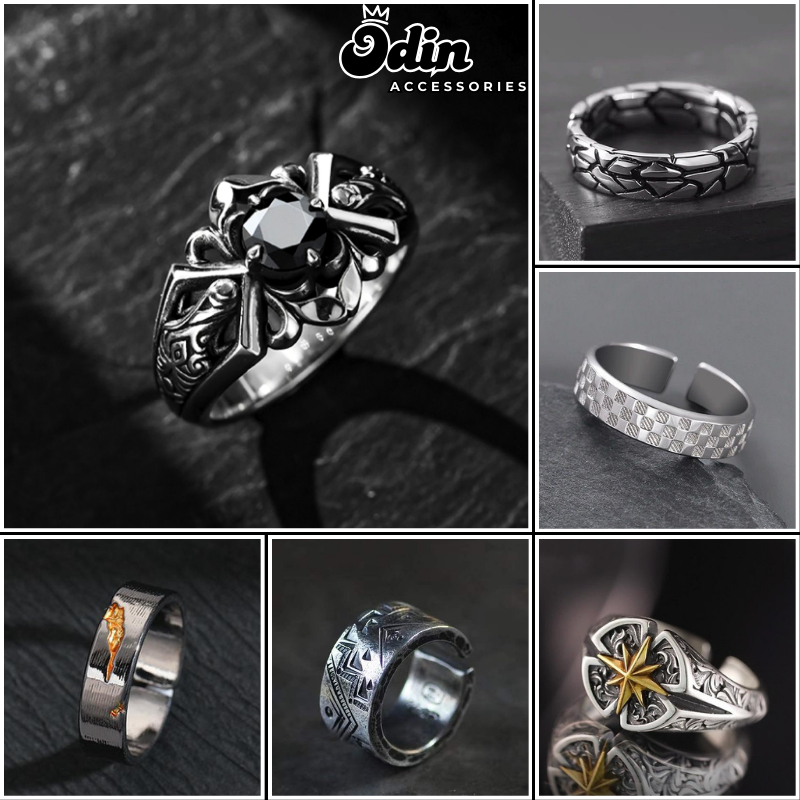 Nhẫn nam tititan không gỉ khảm đá thiết kế Odin nhiều kiểu dáng phong cách retro dễ phối đồ