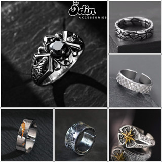 Nhẫn nam tititan không gỉ khảm đá thiết kế Odin nhiều kiểu dáng phong cách retro dễ phối đồ