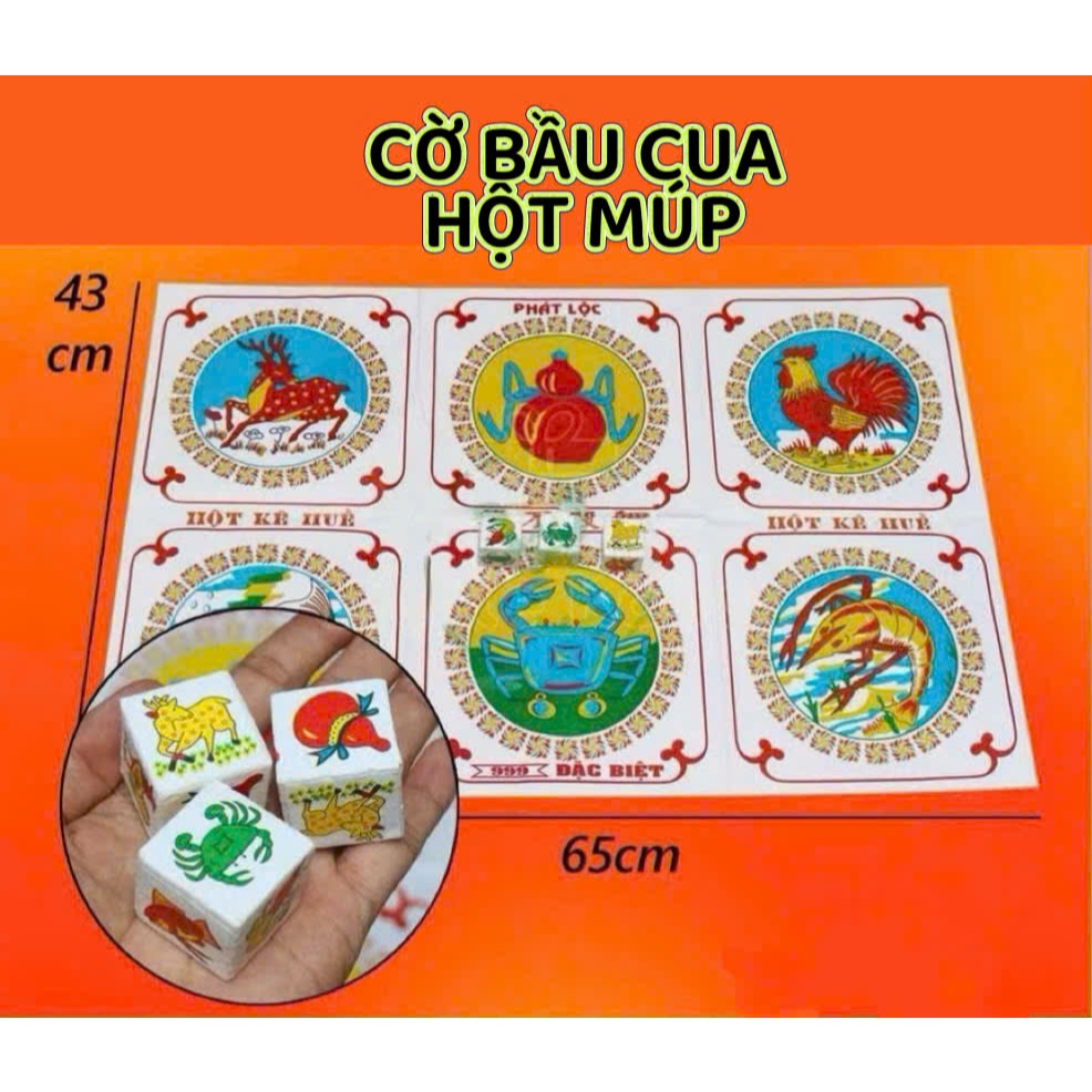 Bộ Cờ Bầu Cua Hột Múp – Bàn giấy,  Xúc Xắc To, bộ cờ giải trí cùng gia đình và ban bè