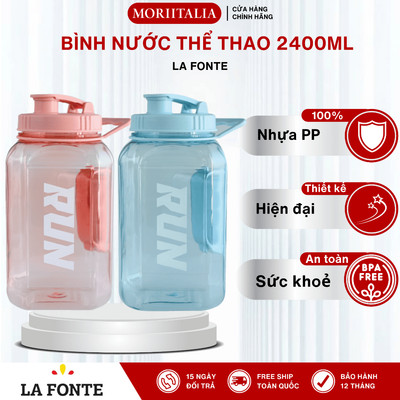 Bình Nước Thể Thao Dung Tích Lớn 2400ml LA FONTE – Nhựa PET Không BPA, Tay Cầm Tiện Lợi | 014892