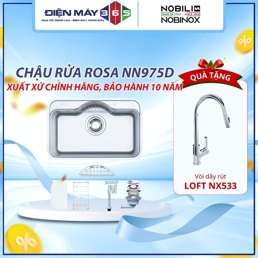 Chậu Rửa Bát Nobinox Rosa NN975D – Thiết Kế Tối Giản, Thanh Lịch, Bề Mặt Chống Xước Cao Cấp – DNH