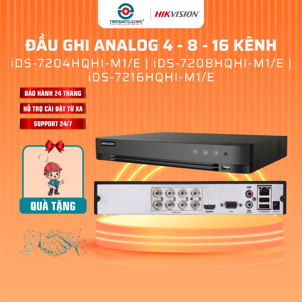 Đầu Ghi Hình Analog Hikvision iDS-7204HQHI-M1/E 4 - 8 - 16 kênh phân giải đến 3mp - TRANGIATELECOM