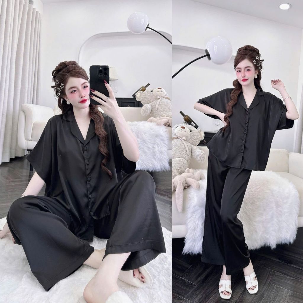 Đồ Ngủ Pijama Bigsize MIKY, Đồ Ngủ Bigsize lụa Latin cao cấp mềm mại xinh xắn f < 70KG tay cánh dơi M09 | BigBuy360 - bigbuy360.vn