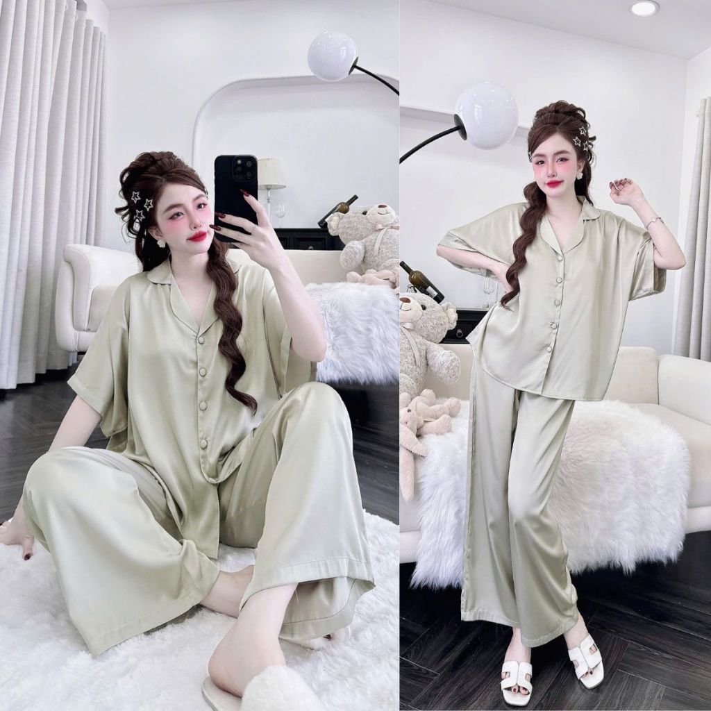 Đồ Ngủ Pijama Bigsize MIKY, Đồ Ngủ Bigsize lụa Latin cao cấp mềm mại xinh xắn f < 70KG tay cánh dơi M09 | BigBuy360 - bigbuy360.vn