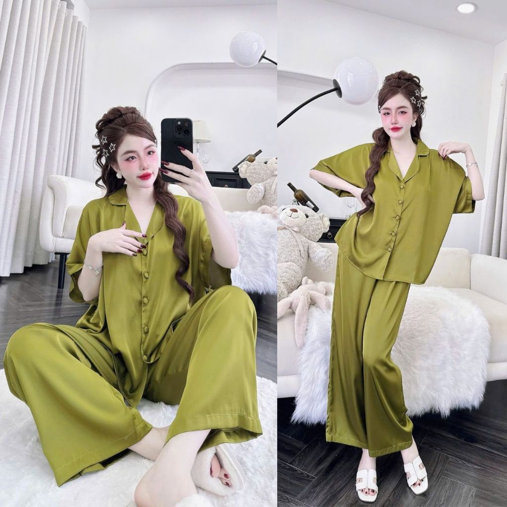 Đồ Ngủ Pijama Bigsize MIKY, Đồ Ngủ Bigsize lụa Latin cao cấp mềm mại xinh xắn f < 70KG tay cánh dơi M09 | BigBuy360 - bigbuy360.vn