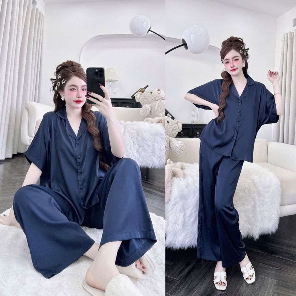 Đồ Ngủ Pijama Bigsize MIKY, Đồ Ngủ Bigsize lụa Latin cao cấp mềm mại xinh xắn f < 70KG tay cánh dơi M09 | BigBuy360 - bigbuy360.vn