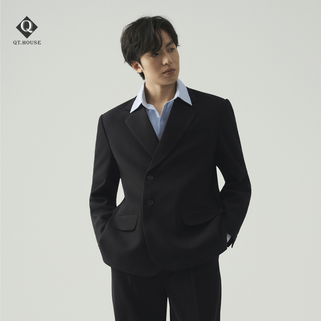 [New] Áo Khoác Blazer Nam QTHOUSE, Thiết Kế Lịch Lãm Với 2 Hàng Khuy, Có Đệm Vai Giữ Form, Áo Vest N