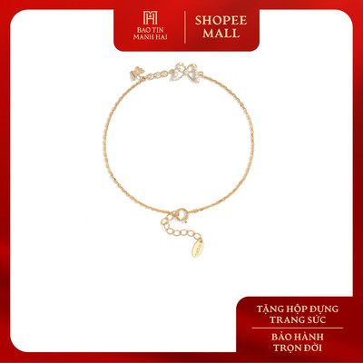 Lắc tay vàng 10K Bảo Tín Mạnh Hải thiết kế charm hồ điệp rơi thanh lịch PYLTV10KDH-506015