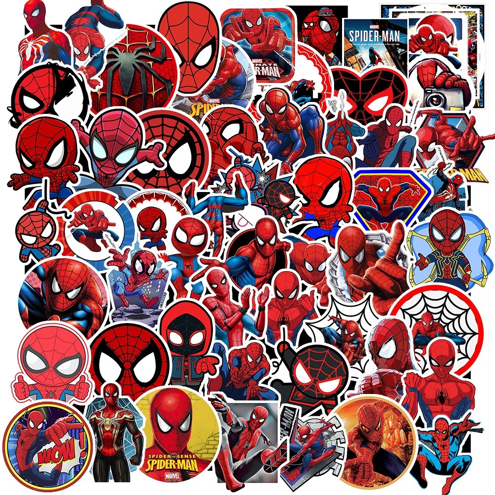 Set 100 Miếng Dán Sticker Hình Người Nhện - Chống Nước - Làm Đồ Trang Trí Vali | Tủ Lạnh | Macbook | Xe