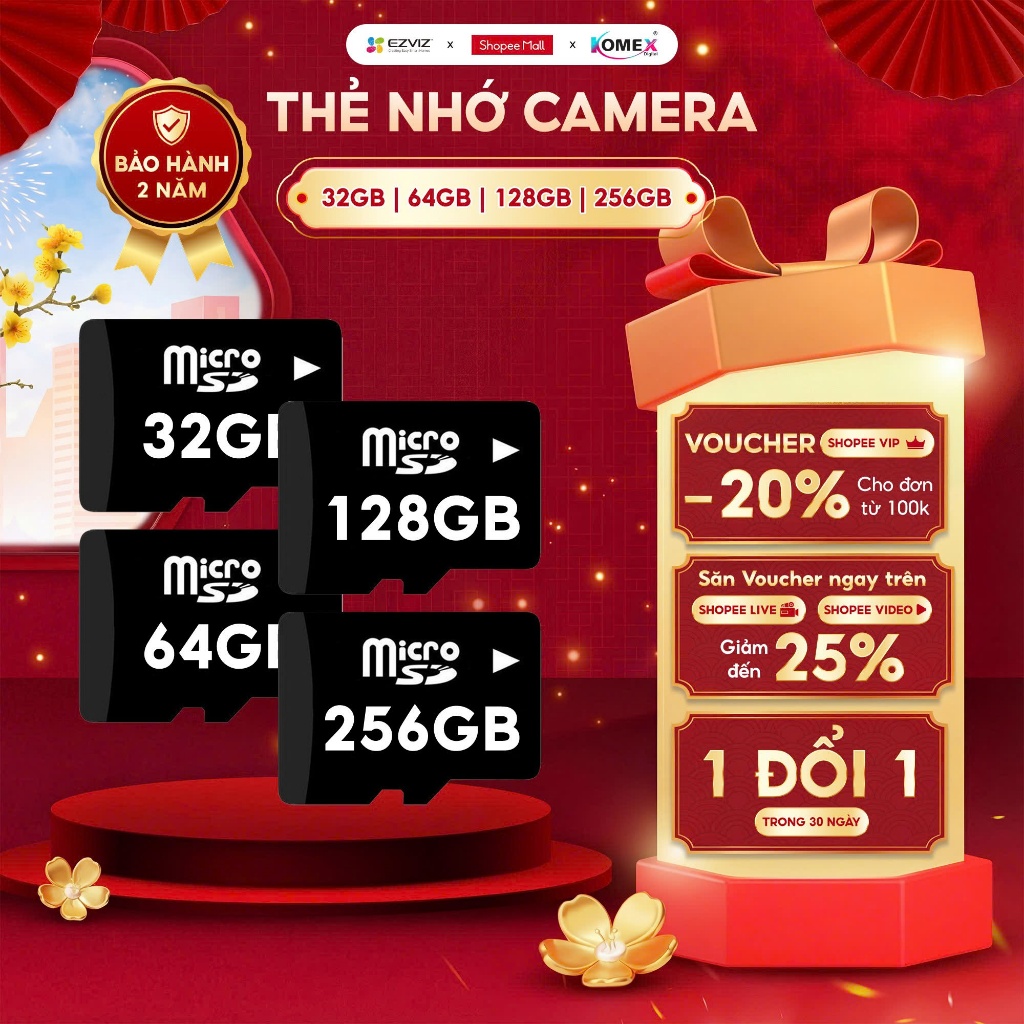 Thẻ nhớ Camera MicroSD dung lượng 32GB / 64GB / 128GB / 256GB Tốc Độ Cao Chuẩn Nén