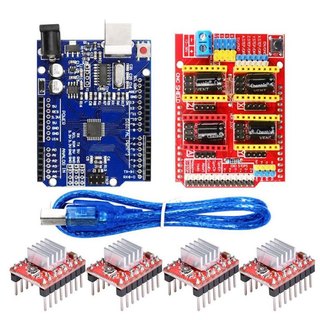 Combo Arduino Uno R3 Dán + Shield Uno R3 + 4 Module A4988 V1