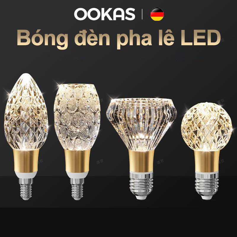 OOKAS Bóng đèn LED,Đèn LED pha lê siêu sáng, Đuôi E27 Chống Cận,  thích hợp để trang trí phòng khách