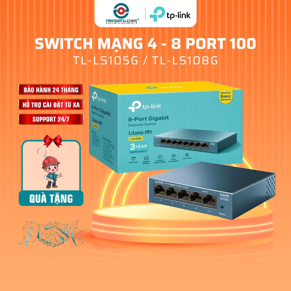 Thiết bị Chia Mạng Switch Để Bàn TP-Link LS105G | LS108G 8 Cổng 10/100/1000Mbps - TRANGIATELECOM