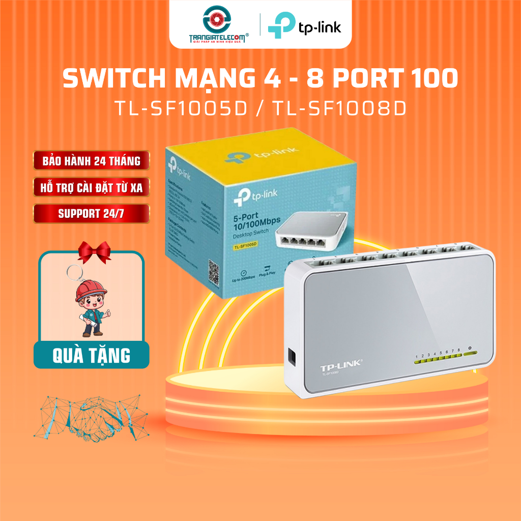 Bộ chia mạng Switch TP-Link 5 cổng TL-SF1005D | TL-SF1008D 8 cổng 10/100Mbps - TRANGIATELECOM