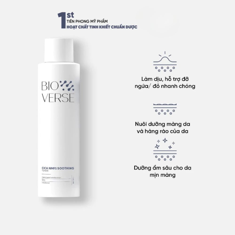 Ảnh 4 của Toner Bioverse Cica NMFS Soothing làm dịu, phục hồi, cấp ẩm cho da.