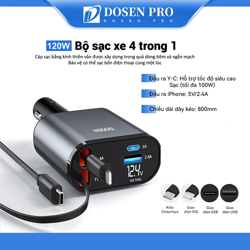 Tẩu Sạc DOSNE PRO 4 trong 1