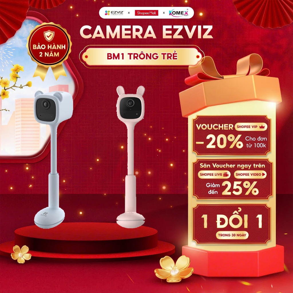 Camera Wifi Trông Trẻ Ezviz BM1 1080P, Không Dây Sử Dụng Pin Sạc, Đàm Thoại 2 Chiều, Phát Nhạc Thông