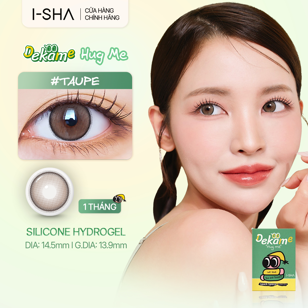 Kính áp tròng 1 tháng I-Sha Dekame Hugme Taupe / Brown / Gray - Lens nâu đậm 14.5mm