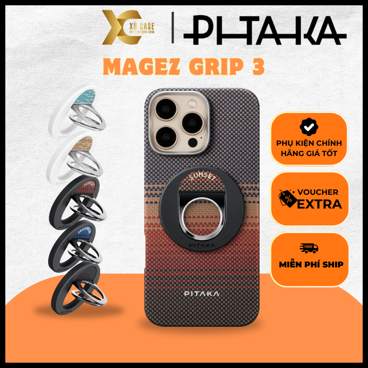 [ CHÍNH HÃNG ] Giá Đỡ Nam Châm PITAKA MagEZ Grip 3 Stand Ring Holder cho iP Hàng Chính Hãng
