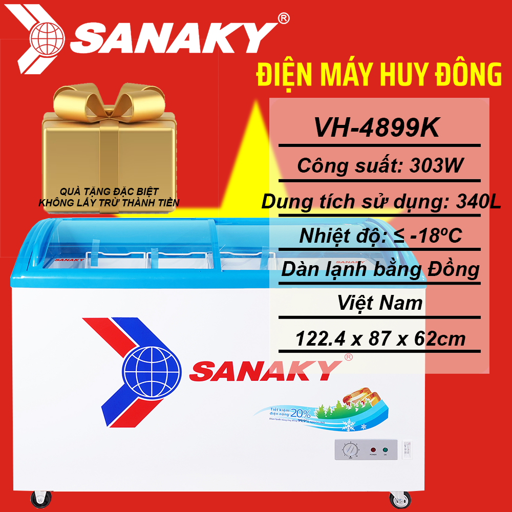 Tủ đông Sanaky VH-4899K 340 lít (nắp kính)