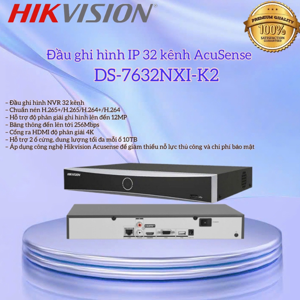 Đầu ghi hình IP 32 kênh AcuSense HIKVISION DS-7632NXI-K2 - Chưa bao gồm ổ cứng
