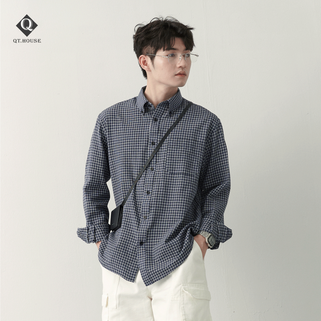 QTHOUSE Áo Sơ Mi Dài Tay Nam Họa Tiết Kẻ Caro Form Rộng Menswear Nam QTSM10