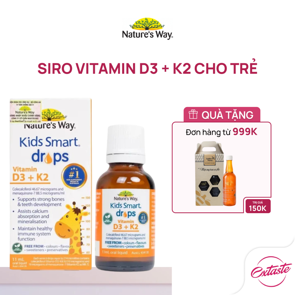 Vitamin D3k2 Organic Nature's Way, D3K2 cho trẻ sơ sinh thành phần hoa hướng dương Organic 11ml