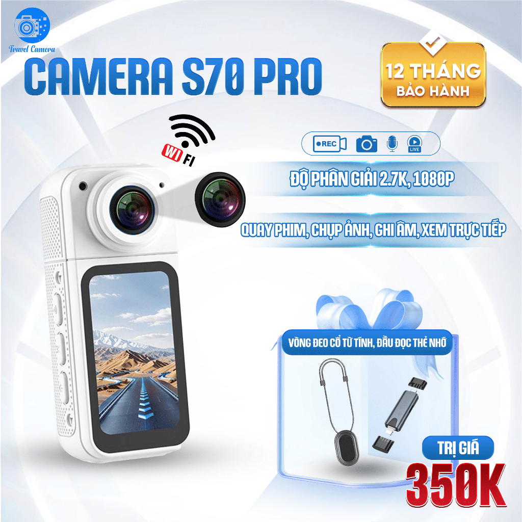 Camera Minii S70 Kết Nối Wifi Xem Trực Tiếp Qua Điện Thoại Quay Phim Góc Rộng Nhỏ Bằng Ngón Tay