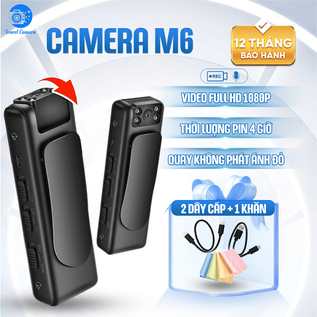 Camera Minii M6 FullHD 1080 Hồng Ngoại, Camera Không Dây Giấu Kín, Máy Ghi Âm Chống Ồn