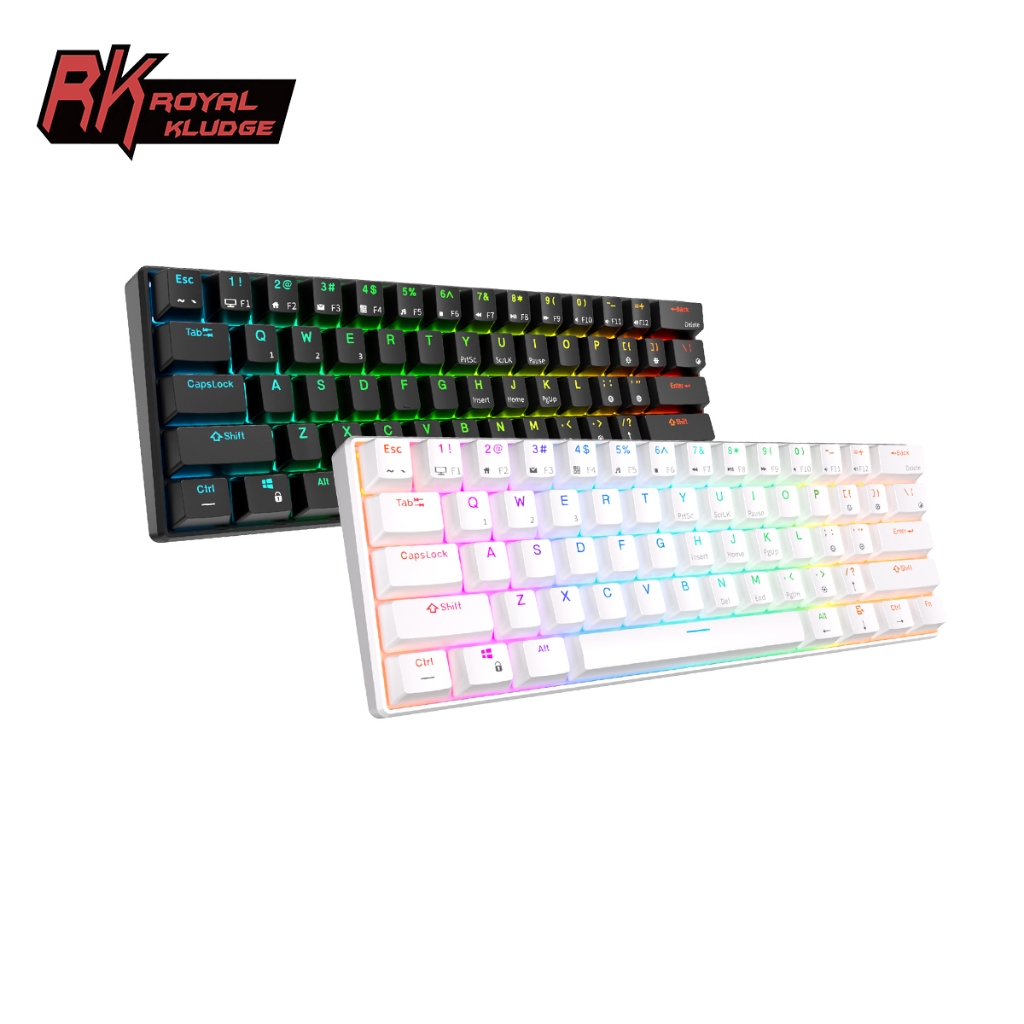 Bàn phím cơ Royal Kludge RK61 Bluetooth 3.0 và USB C 2.4G ba chế độ, 61 phím, 60%, có đèn nền RGB