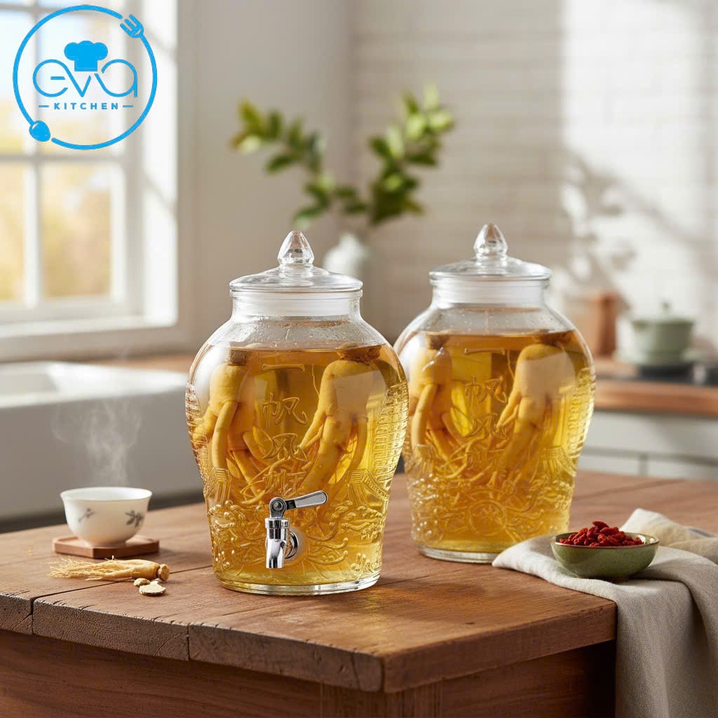 Bình Thủy Tinh CCB10L Ngâm Sâm 10L Họa Tiết Thuận Buồm Xuôi Gió - Bình Ngâm Rượu Không Vòi / Có Vòi 