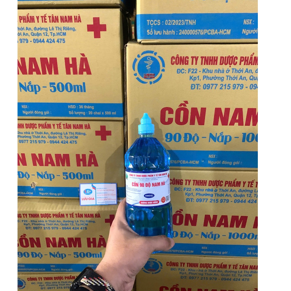 Sát khuẩn cồn 90 độ Nam Hà XANH 1000ml KHÔNG VÒI