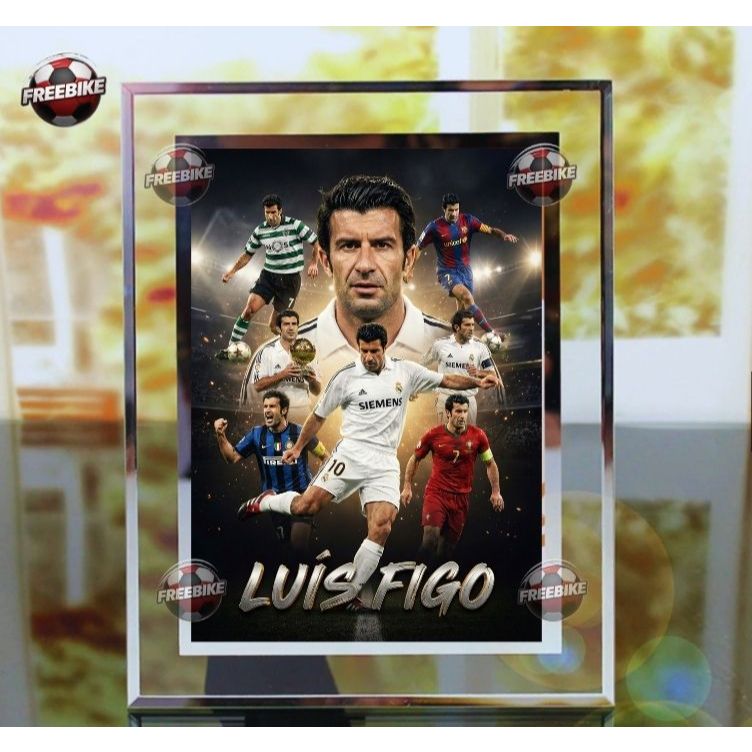 KHUNG POSTER LUIS FIGO BẰNG KÍNH PHA LÊ CAO CẤP