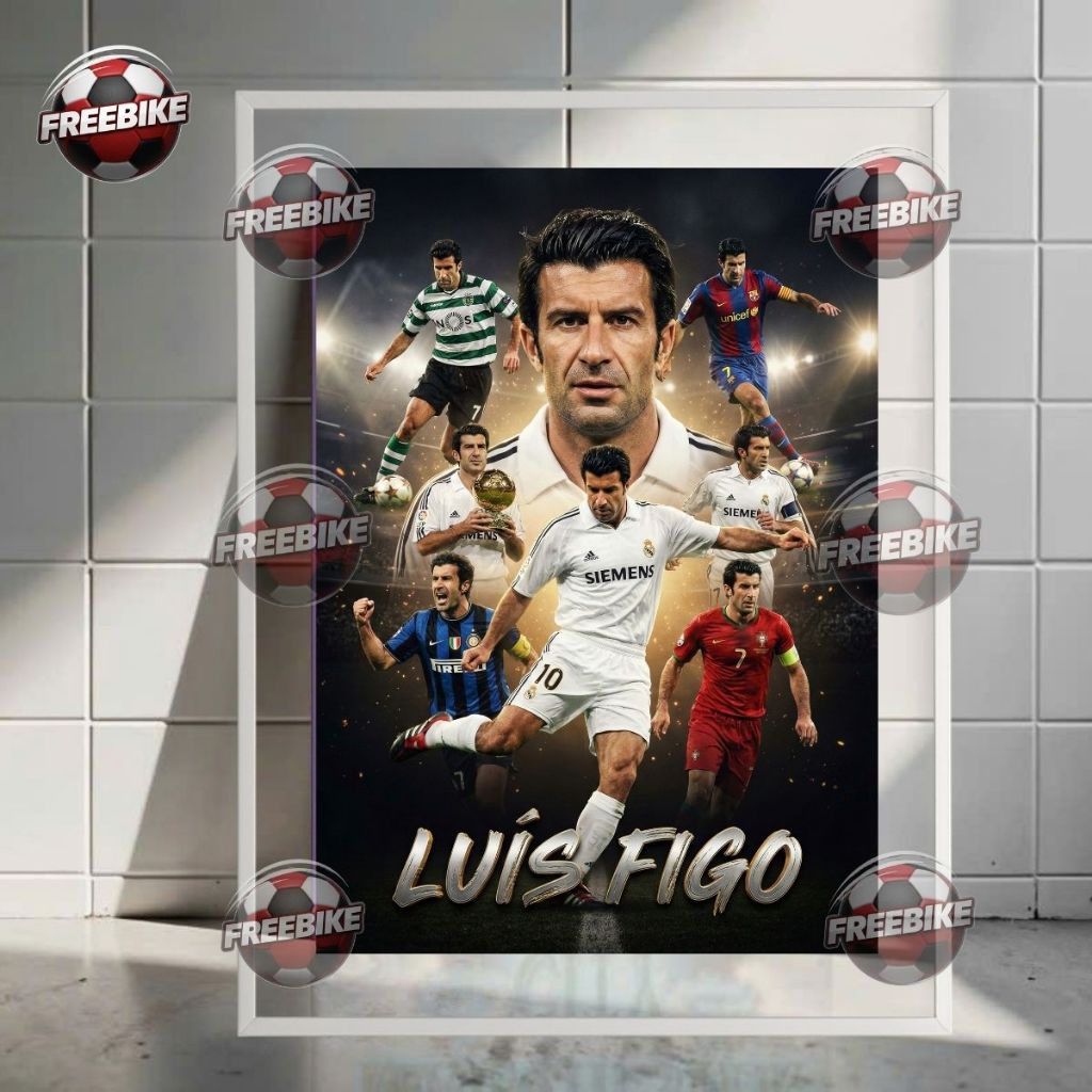 KHUNG POSTER LUIS FIGO BẰNG KÍNH PHA LÊ CAO CẤP
