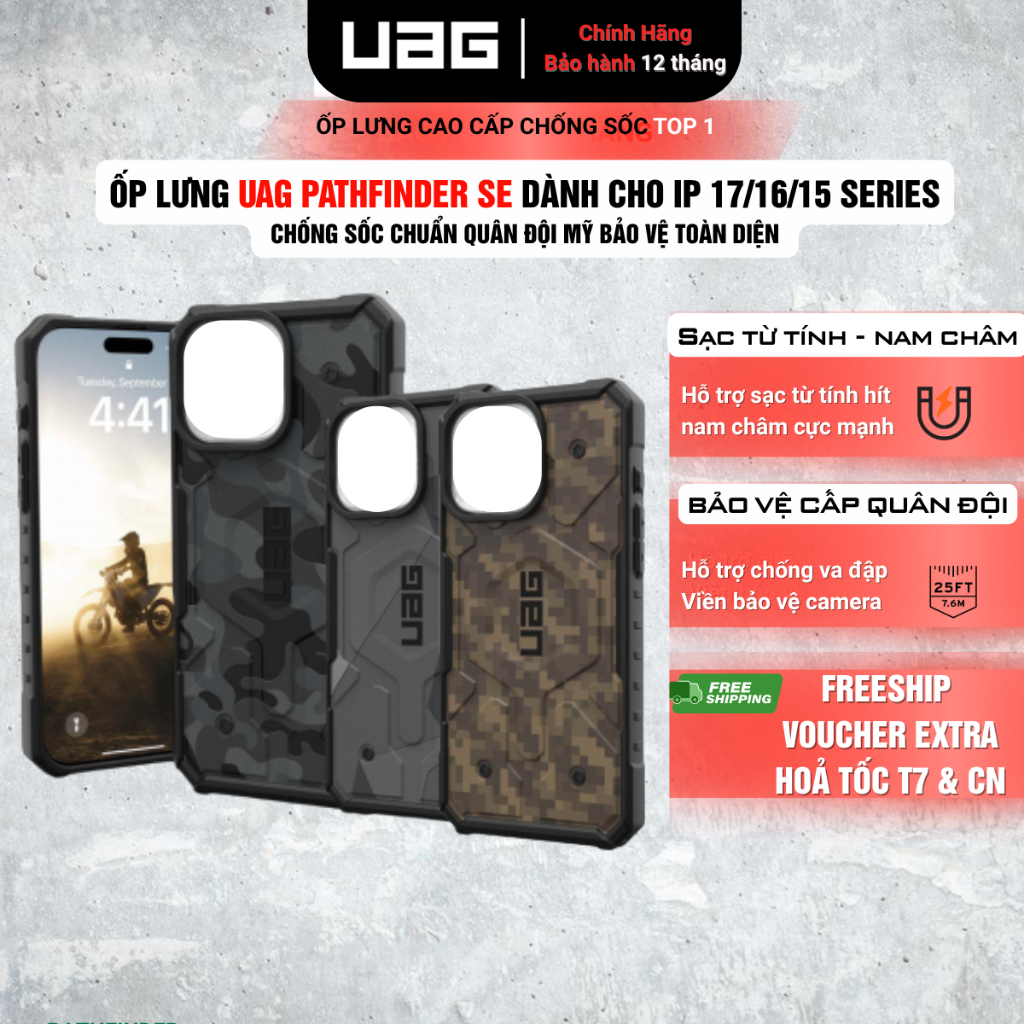 [UAG Pathfinder SE] Ốp Lưng cho iPhone 17 Pro Max/16 Pro/16 Pro Max/15 Pro Max Chính Hãng – Chống Số