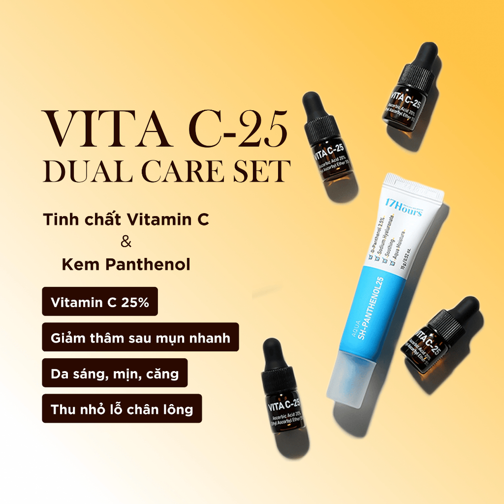 Tinh Chất Dưỡng Da Vitamin C 25% 17Hours Vita C Dual Care Set, Sáng Da Mờ Nám