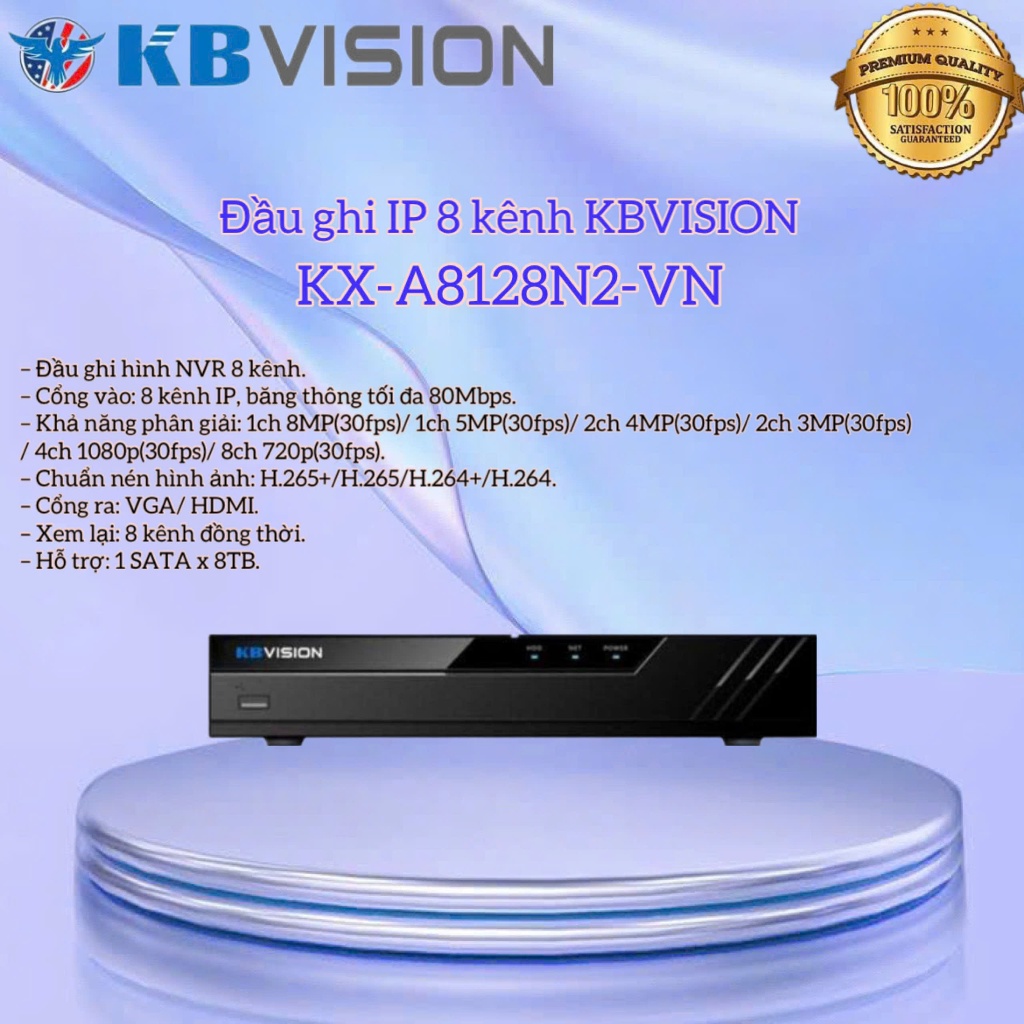 Đầu ghi IP 8 kênh KBVISION KX-A8128N2-VN - Chưa bao gồm ổ cứng