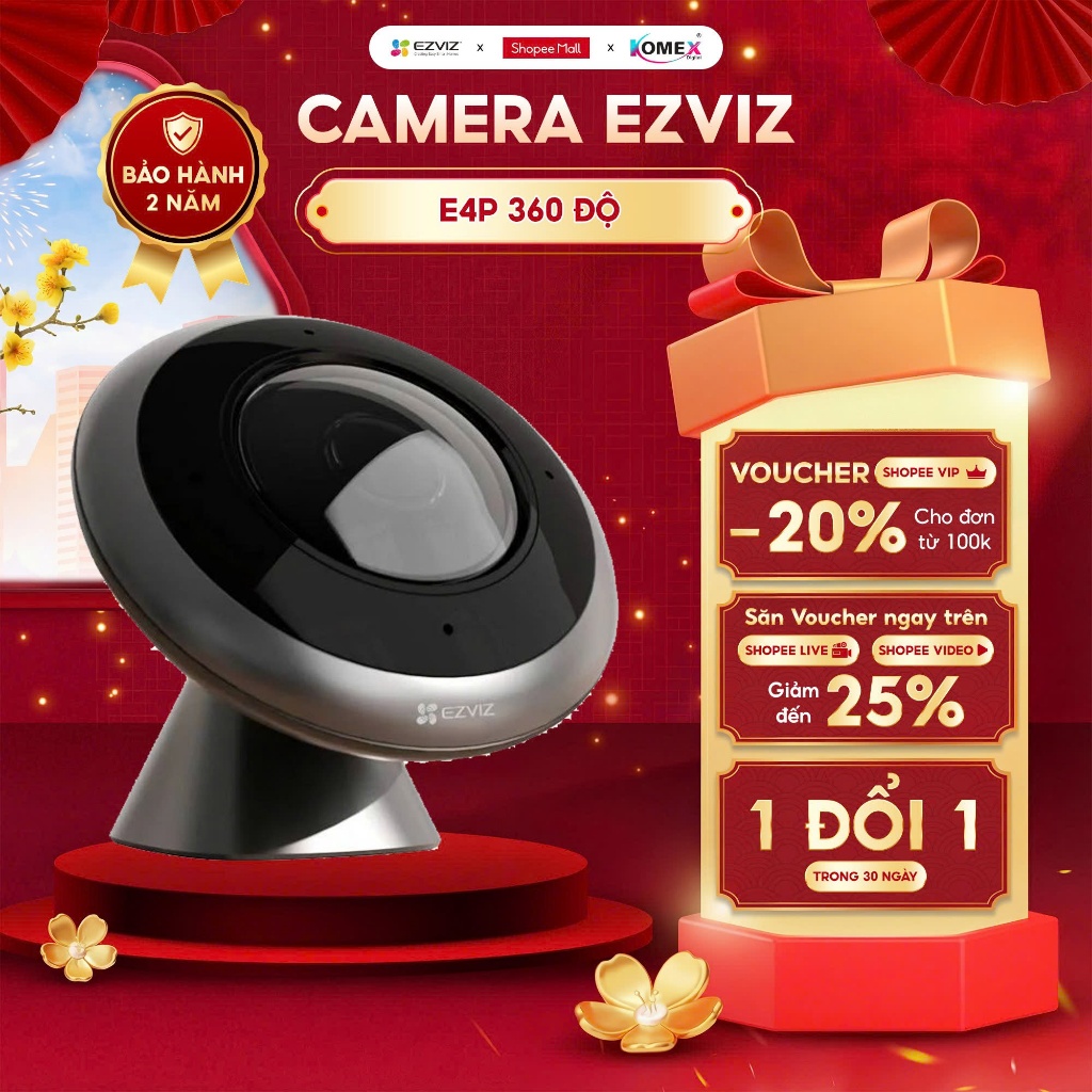 [Góc Nhìn 360] Camera IP Wifi Mắt Cá Ezviz E4P 6MP Toàn Cảnh 360 Độ Phân Giải 3K+, Đế Nam Châm