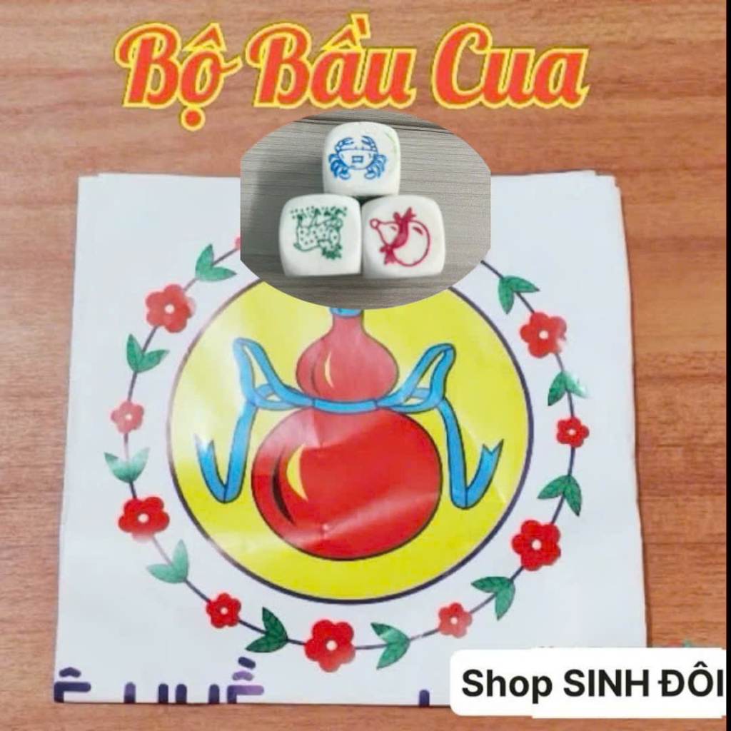 Bộ Cờ Bầu Cua Hột đá – Bàn giấy,  Xúc Xắc To, bộ cờ giải trí cùng gia đình và ban bè