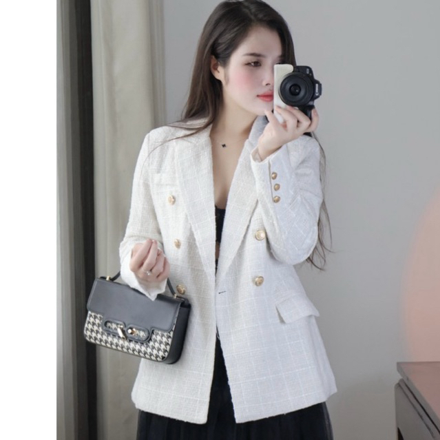 Áo Blazer vest dạ - Vest Dạ Tweed Nữ Cao Cấp - Áo blazer công sở cao cấp- áo dạ tweet