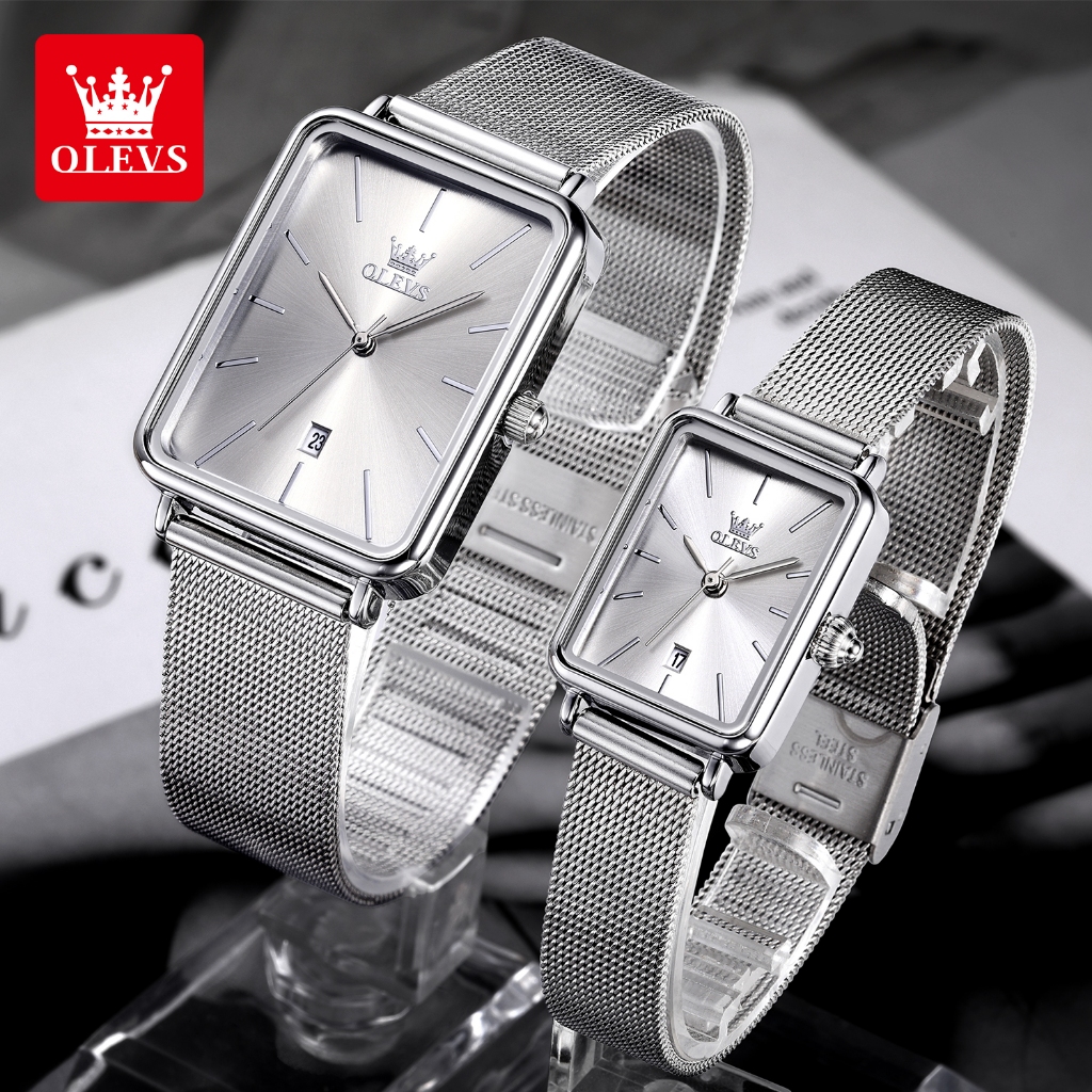 OLEVS Đồng hồ Cặp Chính hãng dây đeo bằng thép không có chống thấm chức năng phát sáng lịch 3692