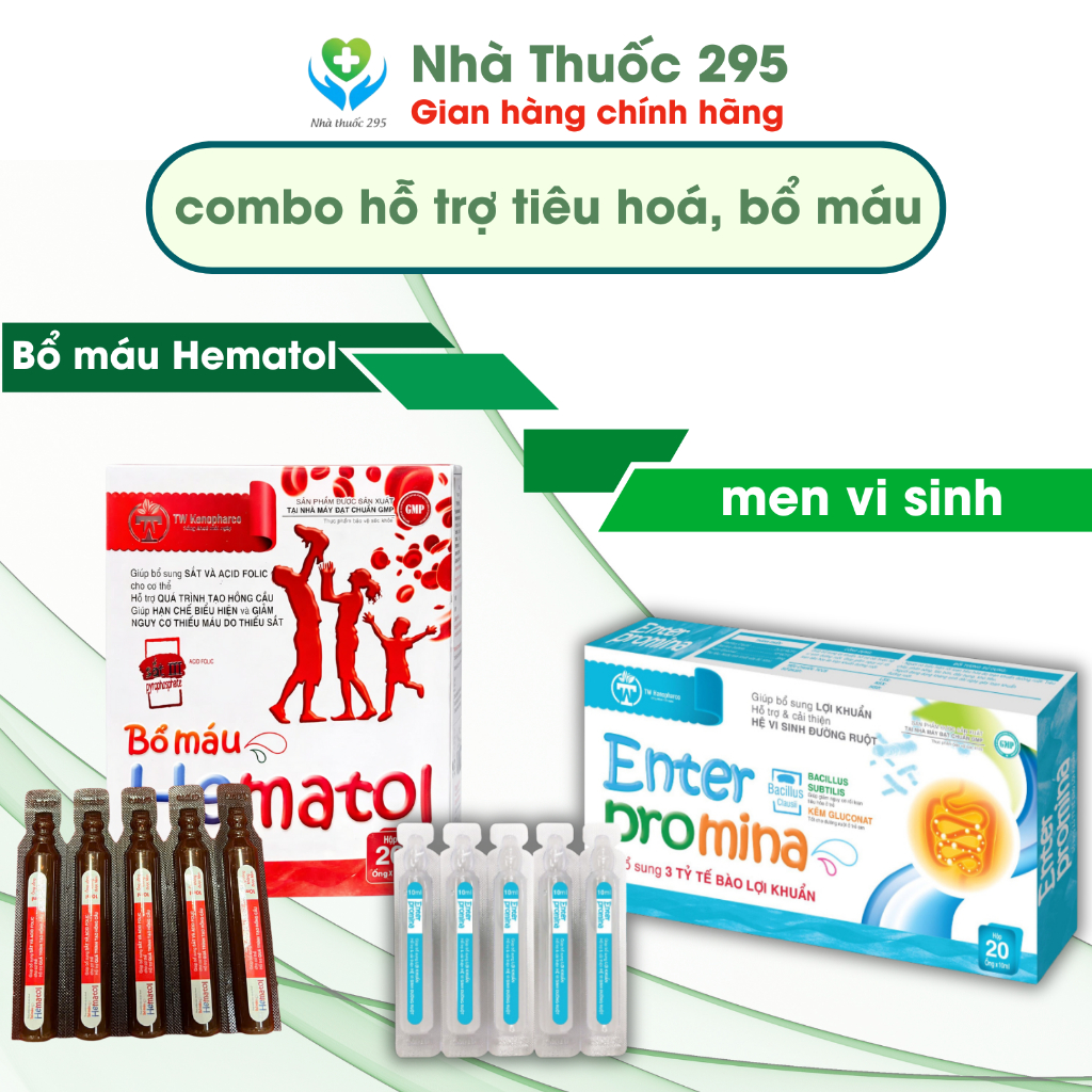 Combo hỗ trợ tiêu hóa bổ máu TW Hanopharco, Bộ sản phẩm cân bằng hệ vi sinh và bổ sung chất cần thiết