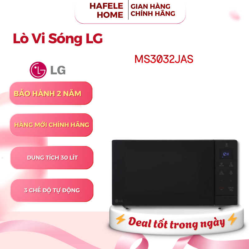 Lò vi sóng LG MS3032JAS - Dung tích 30L - Thép Không Gỉ Phủ Easy Clean™ - 3 Chế Độ Tự Động - EEH