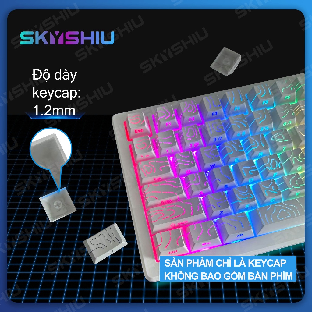 Keycap SKYSHIU pro 4.0 với thiết kế vân địa hình topographic PBT bền bỉ phù hợp cho bàn phím cơ | BigBuy360 - bigbuy360.vn