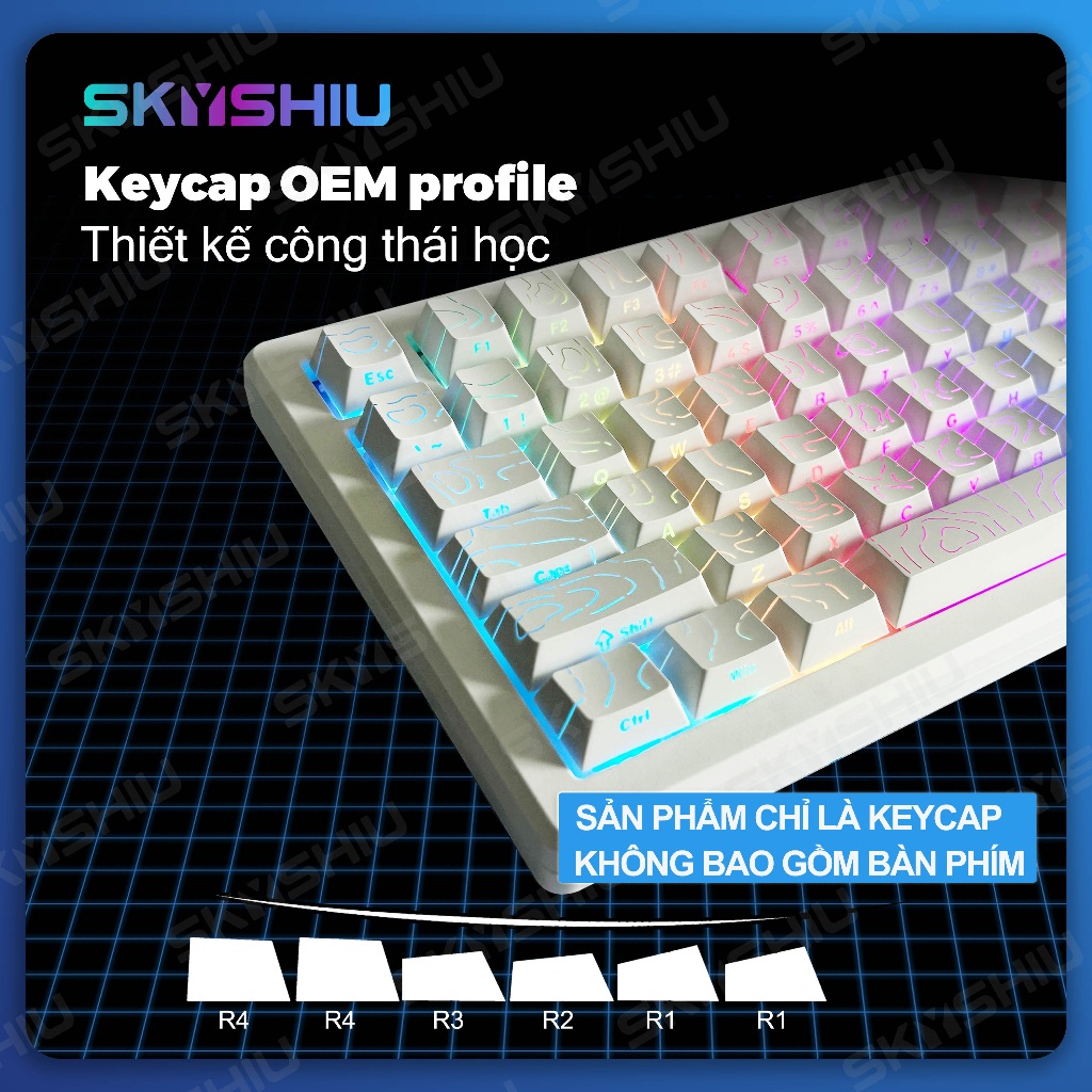 Keycap SKYSHIU pro 4.0 với thiết kế vân địa hình topographic PBT bền bỉ phù hợp cho bàn phím cơ | BigBuy360 - bigbuy360.vn