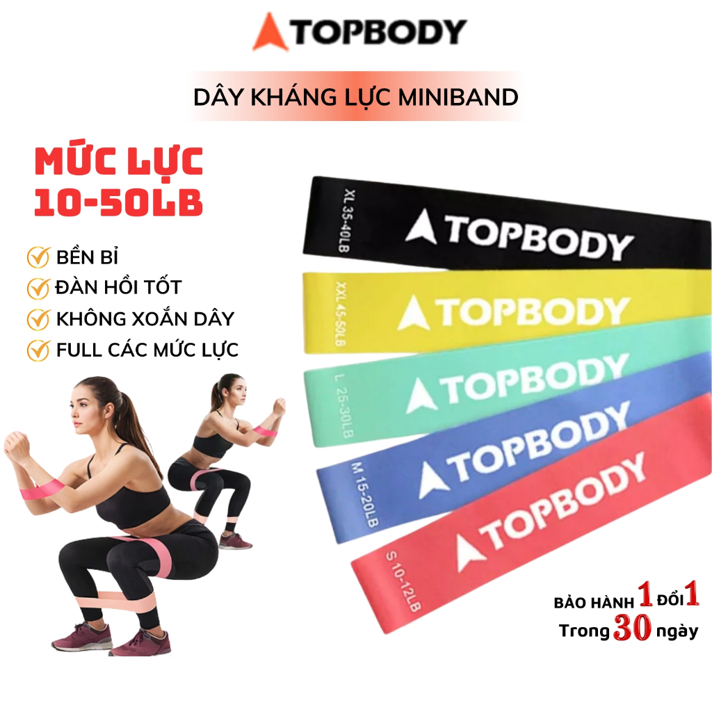 Dây kháng lực tập gym, miniband tập mông đùi TOPBODY