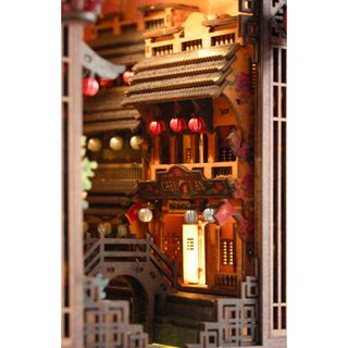 Combo Book Nook Đường Tàu Hà Nội & Hội An DIY 3D Có Đèn LED Trang Trí Kệ Sách | Tặng 1 Old Bookstore
