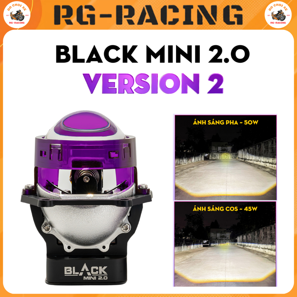 Đèn Bi Cầu Titan Moto Black Mini 2.0 Version 2 45W/50W 2.0 Inch Ánh Sáng 5000K